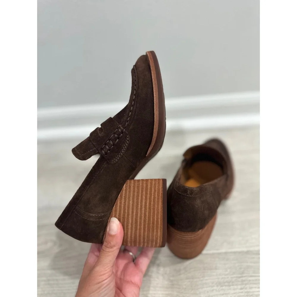 Kork-Ease Modeste Heeled Penny Loafers Sz 6 Chocolate Brown Preppy Academia Y2K